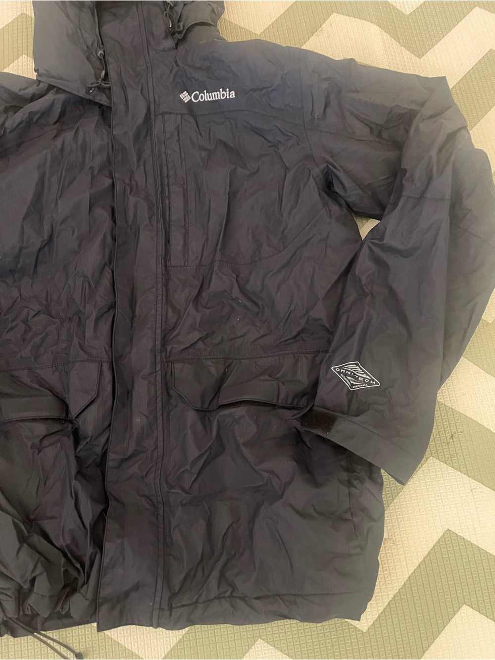 Columbia Black Hooded Raincoat